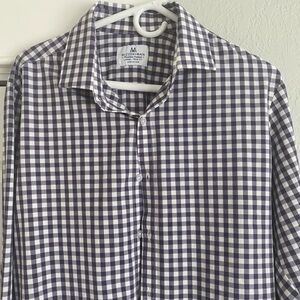 Mizzen+Main Men's Navy and White Gingham Shirt